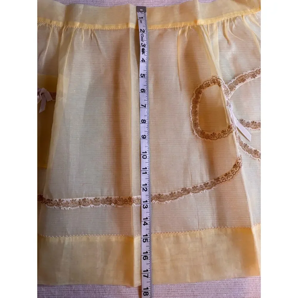 Vintage  1950s Yellow Hostess Half Apron Sheer Mid Century Housewife Bow Ribbon!